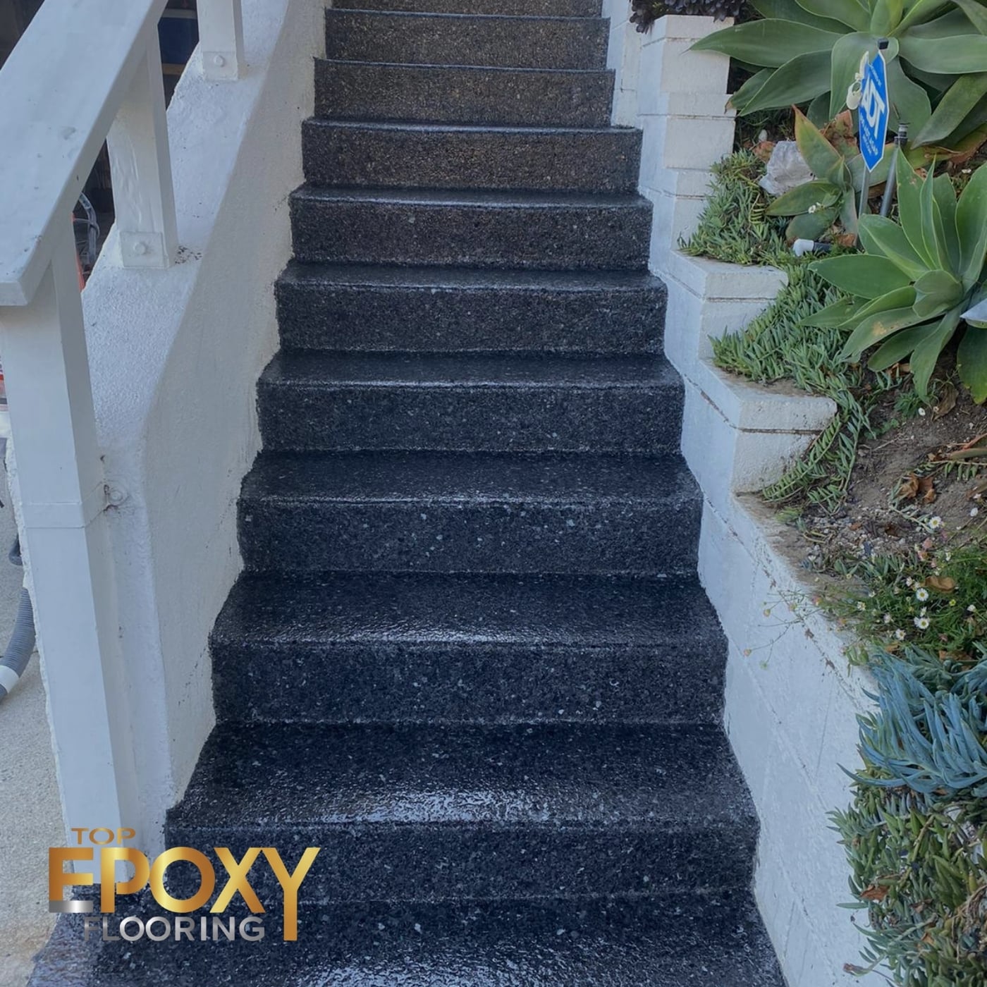 black  stairs epoxy flake system